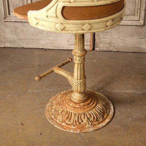 #55785 Vintage Cast Metal Barstool w/ Backrest image 7