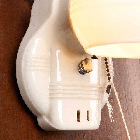 #55789 Antique Porcelain Wall Sconce Light Fixture image 3