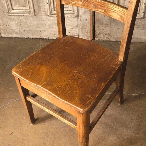 #55796 Antique Oak Wood Desk Chair image 3