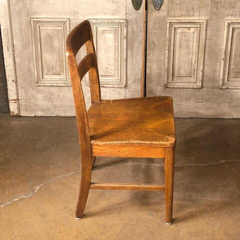 #55796 Antique Oak Wood Desk Chair image 4