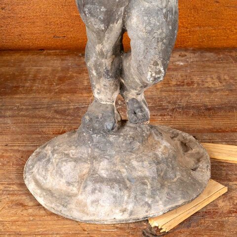 #55808 27" Antique Cast Metal Cherub Garden Statue image 2