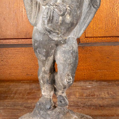 #55808 27" Antique Cast Metal Cherub Garden Statue image 3