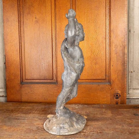 #55808 27" Antique Cast Metal Cherub Garden Statue image 8