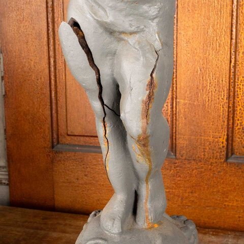 #55809 35" Antique Cast Iron Cherub Garden Statue image 3