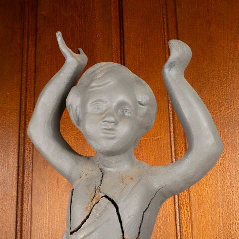 #55809 35" Antique Cast Iron Cherub Garden Statue image 5