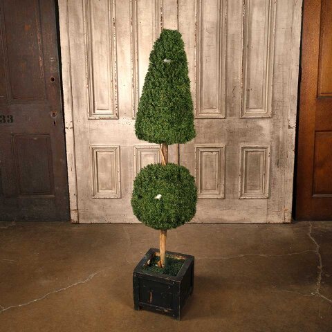 Faux Topiary w/ Wood Container Base