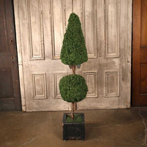 Faux Topiary w/ Wood Container Base