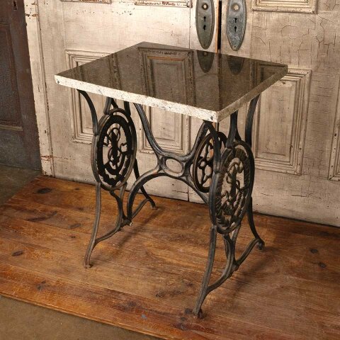 Repurposed Cast Iron Base & Granite Table