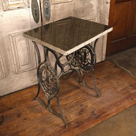 #55813 Repurposed Cast Iron Base & Granite Table image 3