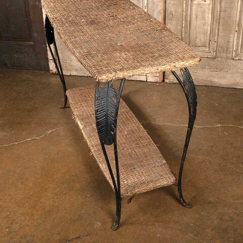 #55814 Metal & Wicker Console Table image 7