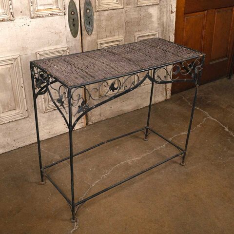 #55815 Metal & Wicker Console Table image 3