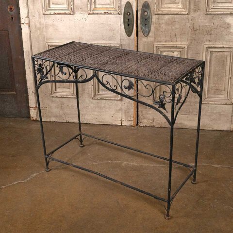 Metal & Wicker Console Table
