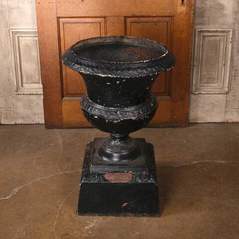Kramer Bros. Cast Iron Garden Urn & Pedestal
