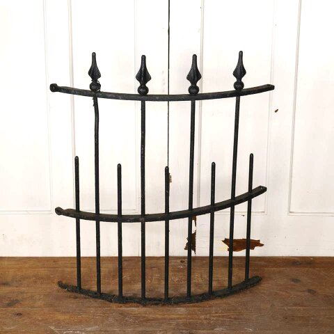Salvaged Antique Curved Iron Fence Section