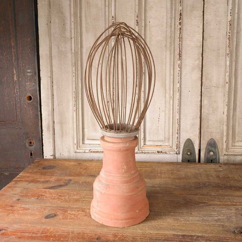 Metal Whisk & Terra Cotta Garden Ornament