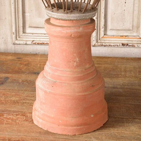 #55891 Metal Whisk & Terra Cotta Garden Ornament image 2