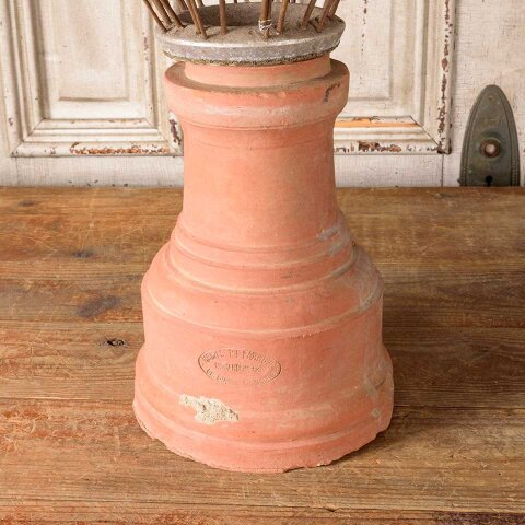 #55891 Metal Whisk & Terra Cotta Garden Ornament image 3