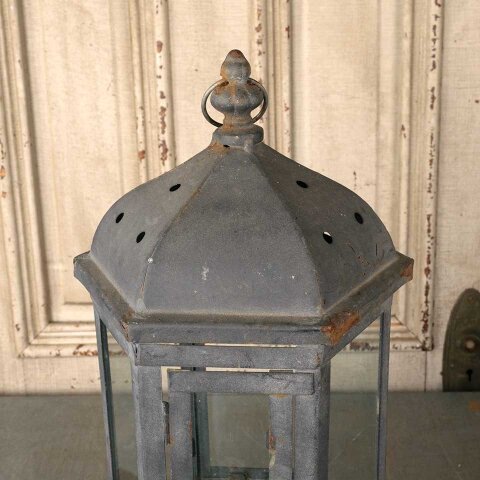 #55903 8x15 Metal & Glass Hexagonal Candle Lantern image 2