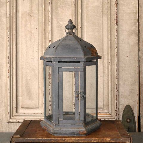 8x15 Metal & Glass Hexagonal Candle Lantern