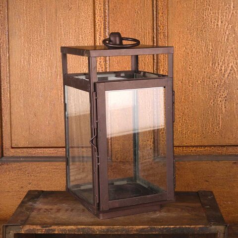 6x6x14 Modern Metal & Glass Candle Lantern