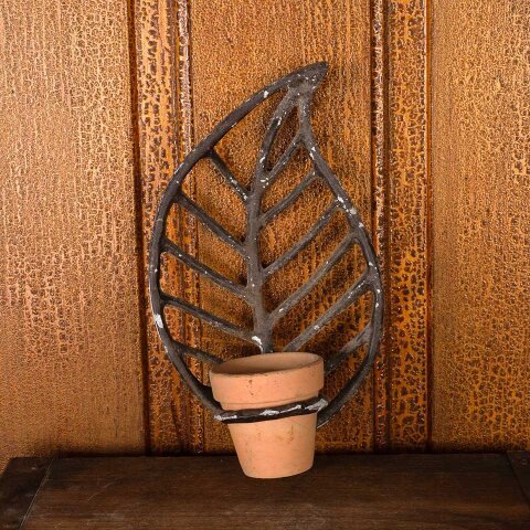 6x10 Cast Iron Wall-Mount Leaf Pot Holder