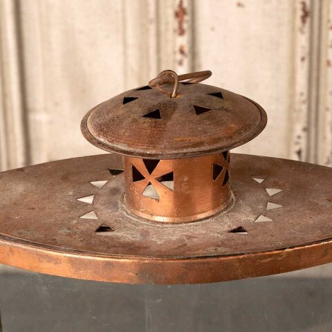 #55930 8x14 Copper & Glass Lantern Candle Holder image 2
