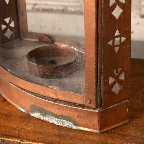 #55930 8x14 Copper & Glass Lantern Candle Holder image 4