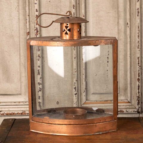 #55930 8x14 Copper & Glass Lantern Candle Holder image 5