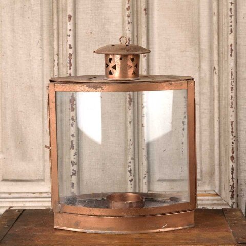 8x14 Copper & Glass Lantern Candle Holder