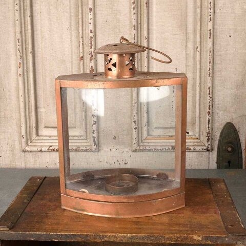 #55933 8x14 Copper & Glass Lantern Candle Holder image 4