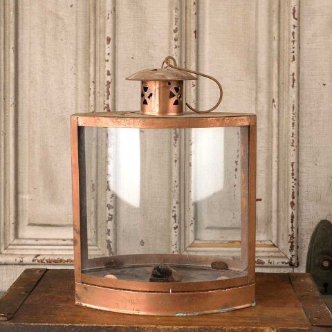 #55935 8x14 Copper & Glass Lantern Candle Holder image 5