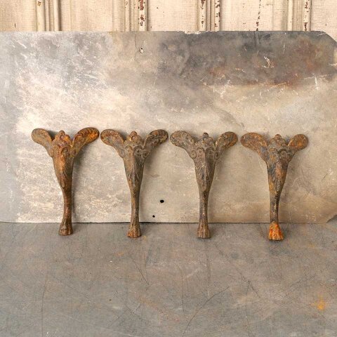 #55956 Antique Ornate Cast Iron Furniture Feet Set image 2