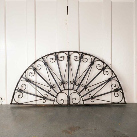 47x22 Antique Arched Wrought Iron Panel