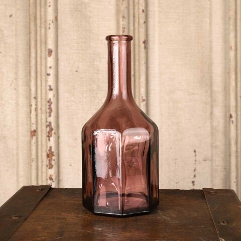 2x6 Vintage Octagonal Purple Glass Vase
