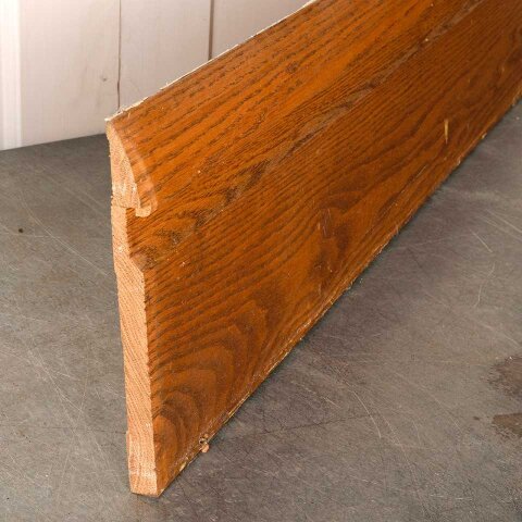 #56014 Salvaged Antique Oak Baseboard Trim w/ Cap image 2