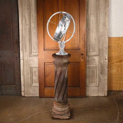 Metal Armillary Garden Ornament & Pedestal