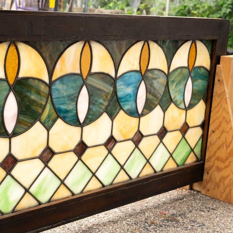 #56054 95x20 Antique Stained Glass Window Sash image 3
