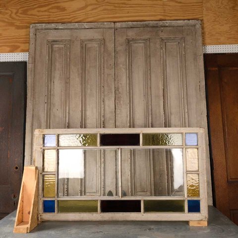27x52 Antique Colored Glass Window Sash