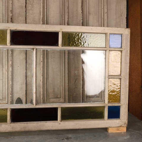 #56091 27x52 Antique Colored Glass Window Sash image 2
