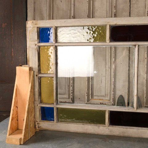 #56091 27x52 Antique Colored Glass Window Sash image 4