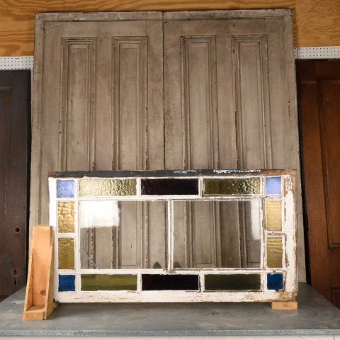 #56091 27x52 Antique Colored Glass Window Sash image 5