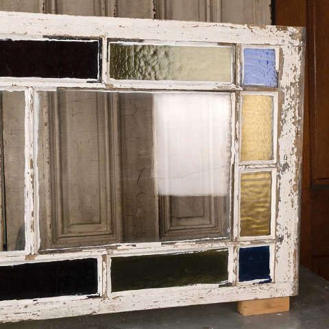 #56092 27x52 Antique Colored Glass Window Sash image 2