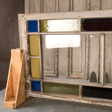 #56092 27x52 Antique Colored Glass Window Sash image 7