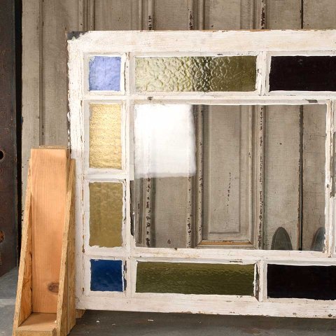 #56093 27x52 Antique Colored Glass Window Sash image 3