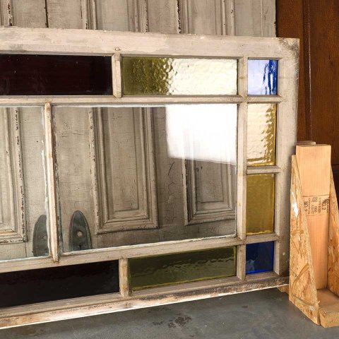 #56093 27x52 Antique Colored Glass Window Sash image 7