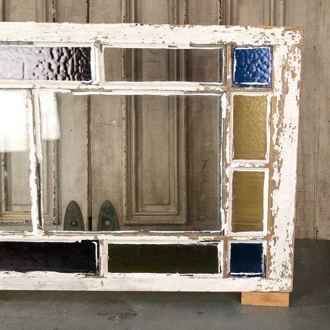 #56094 27x52 Antique Colored Glass Window Sash image 2