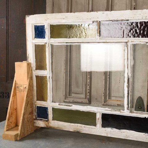 #56094 27x52 Antique Colored Glass Window Sash image 3