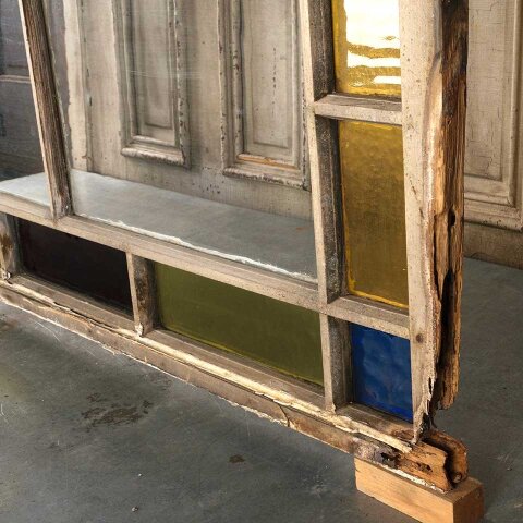 #56094 27x52 Antique Colored Glass Window Sash image 8