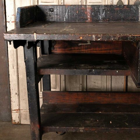 #56320 55x37 Antique Industrial Wood Workbench image 4