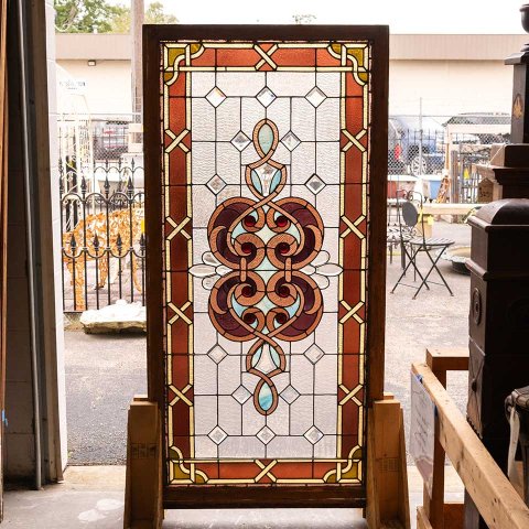 #56510 32x65 Large Antique Stained Glass Window image 6